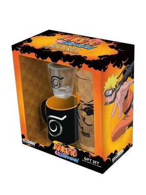 Naruto Shippuden Gift Set ABYstyle Glass Shot Glass Espresso Mug 3pc New in Box.